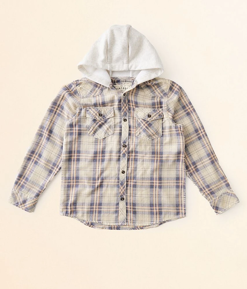 Boys - Plaid Hooded Shirt
