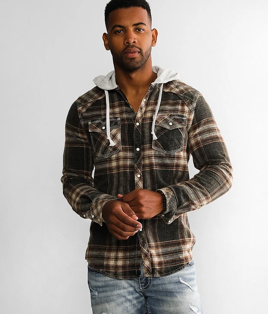 Plaid Athletic Hooded Shirt