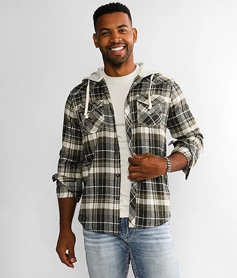 BKE Vintage Plaid Standard Hooded Shirt