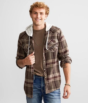 BKE Vintage Flannel Athletic Hooded Shirt