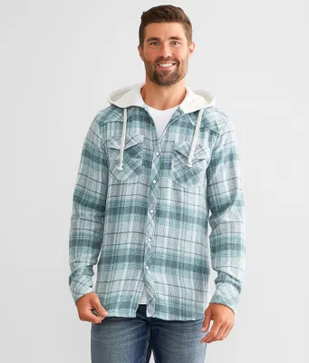 BKE Vintage Plaid Standard Hooded Flannel Shirt