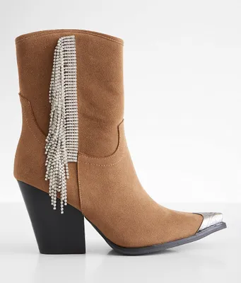 Oasis Society Rhinestone Fringe Western Ankle Boot