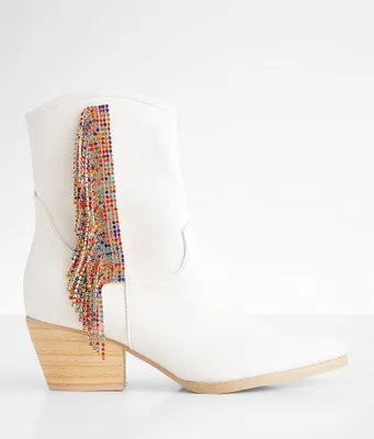 Oasis Society Rhinestone Fringe Western Ankle Boot