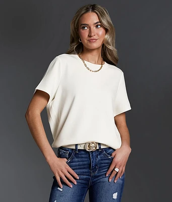 Buckle Black Step Hem Top