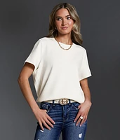 Buckle Black Step Hem Top