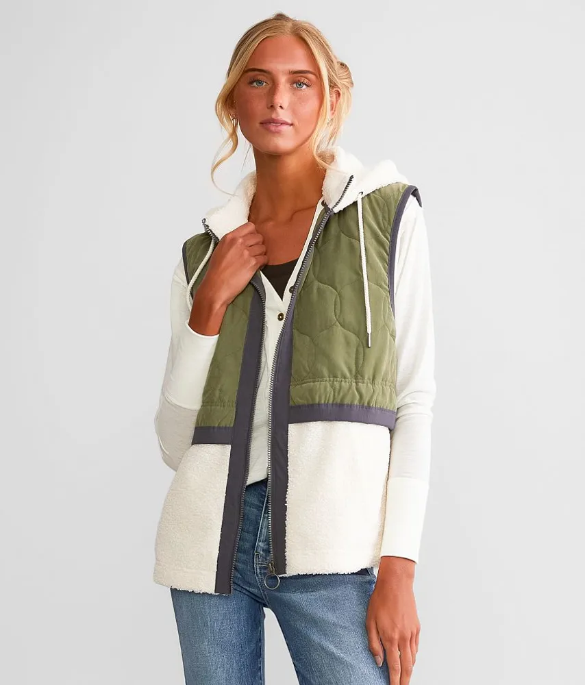 Pieced Sherpa Hooded Vest