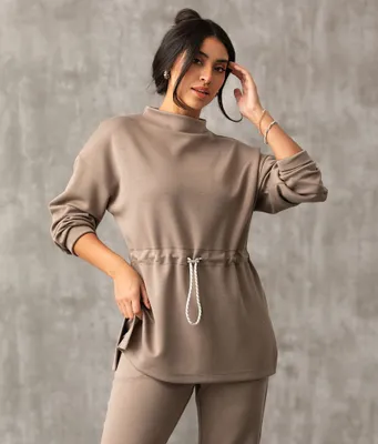Buckle Black Cinched Waist Pullover