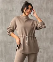 Buckle Black Cinched Waist Pullover