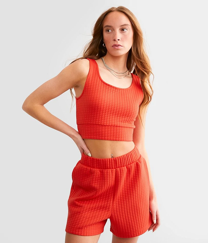 Quilted Stitch Cropped Tank Top