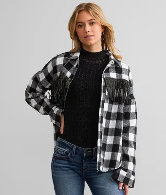Gee Gee Clothing Rhinestone Fringe Shacket
