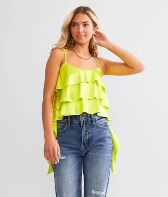Gee Clothing Satin Ruffle Tank Top