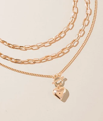 boutique by BKE 3 Pack Heart Necklace Set