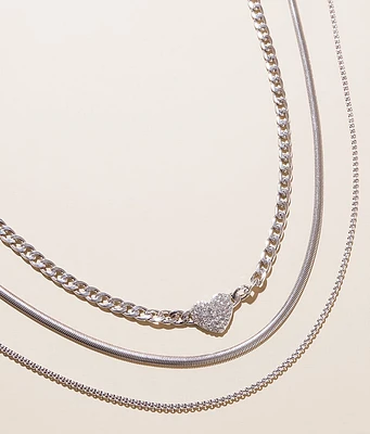 boutique by BKE 3 Pack Heart Necklace Set