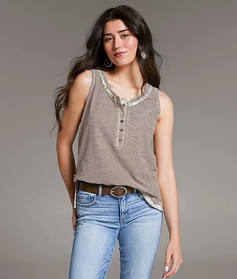 BKE Striped Henley Tank Top