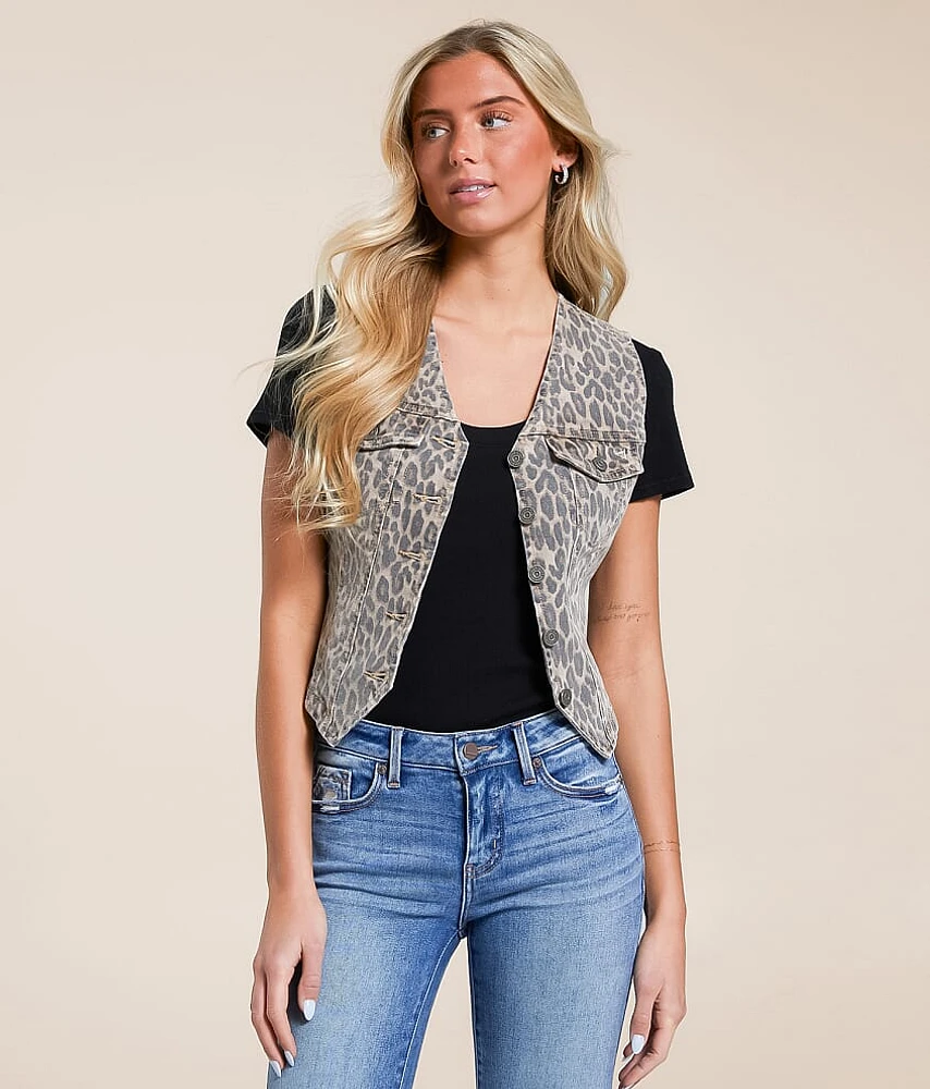 HIDDEN Cheetah Denim Stretch Vest