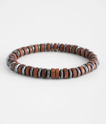 BKE Wood & Metal Beaded Bracelet