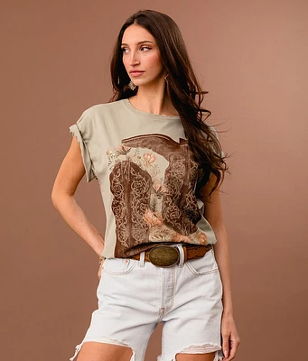 Sterling & Stitch Floral Western Boot Oversized T-Shirt