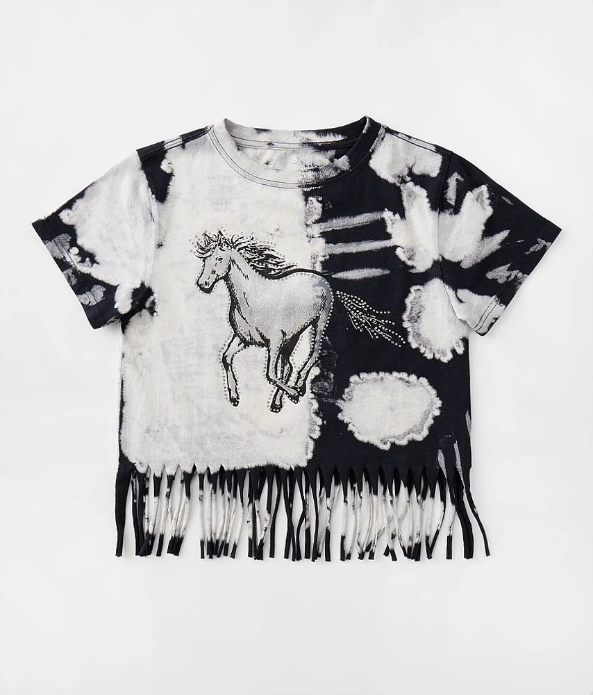 Girls - Horse Cropped Fringe T-Shirt