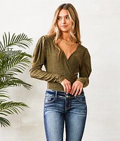 Willow & Root Sparkle Mesh Surplice Bodysuit