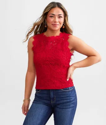 Irini Floral Eyelash Lace Tank Top