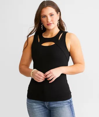 red by BKE Cut-Out Tank Top
