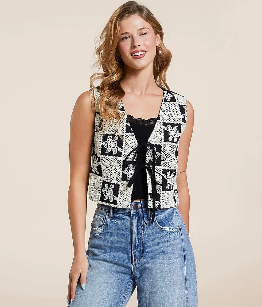 Checkered Crochet Vest