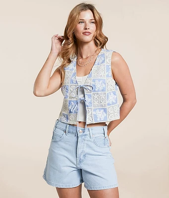 idem ditto Checkered Crochet Vest