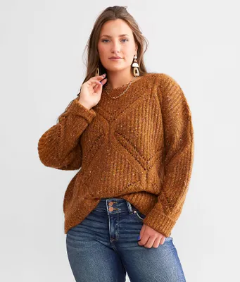 Daytrip Diamond Stitch Marled Sweater