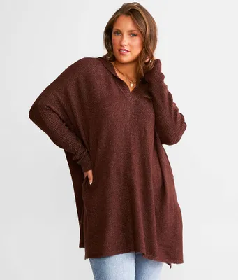 Daytrip Oversized Open Weave Hooded Sweater