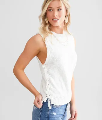 Willow & Root Lace-Up Knit Tank Top
