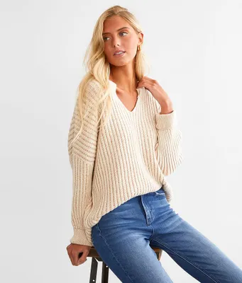 BKE Oversized Split Neck Sweater