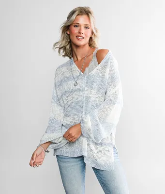 BKE Striped Open Weave Sweater