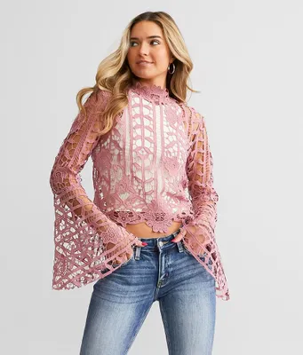 Willow & Root Crochet Mock Neck Top