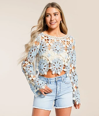 Willow & Root Floral Crochet Sweater
