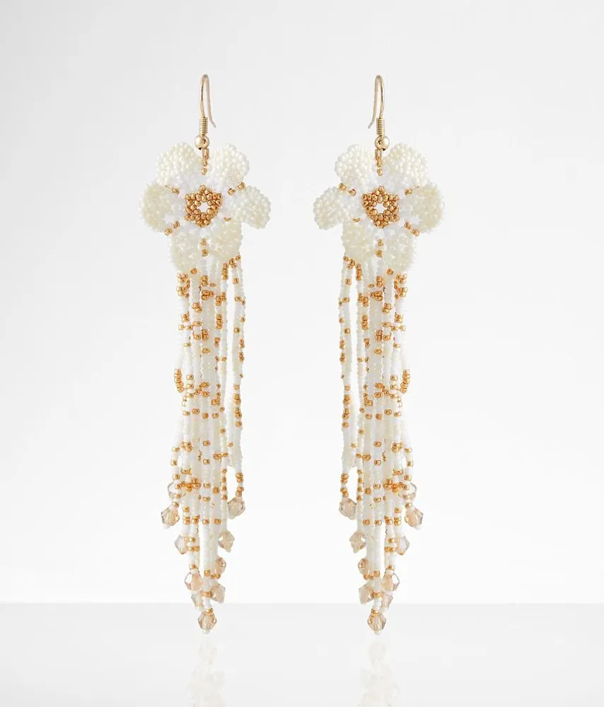 Seed Bead Flower Earring