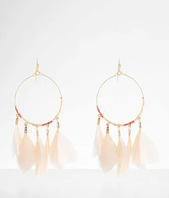boutique by BKE Feather Hoop Drop Earring