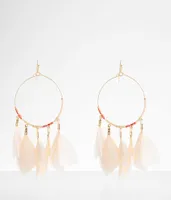 boutique by BKE Feather Hoop Drop Earring