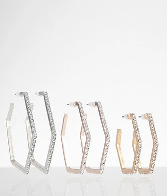 boutique by BKE 3 Pack Rhinestone Earring Set