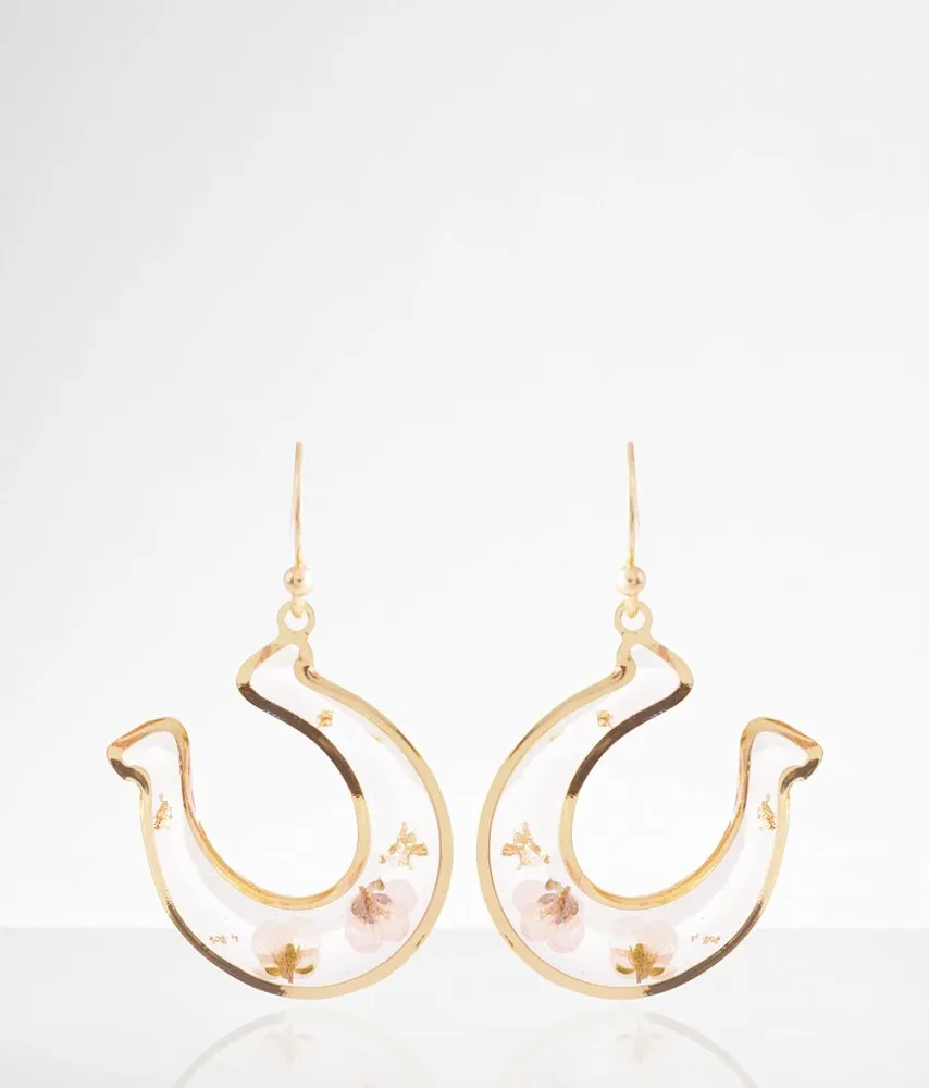 Horseshoe Pressed Flower Earring