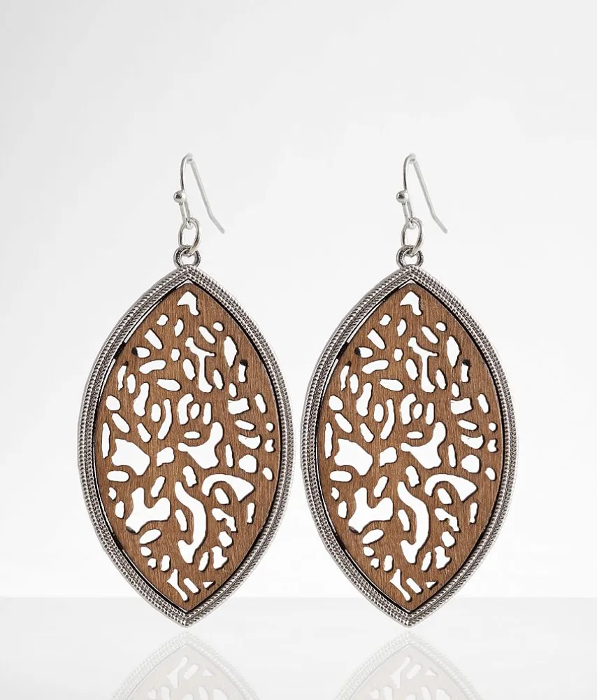 Wood Cut-Out Drop Earring