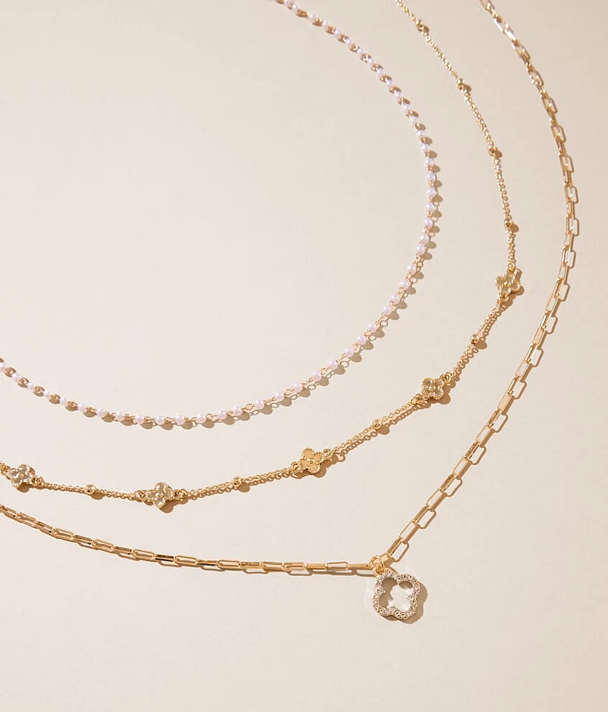 boutique by BKE 3 Pack Clover Necklace Set