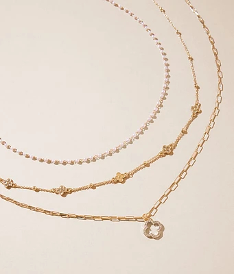 boutique by BKE 3 Pack Clover Necklace Set
