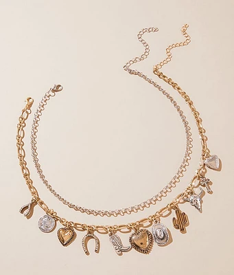 Sterling & Stitch 2 Pack Western Charm Necklace Set