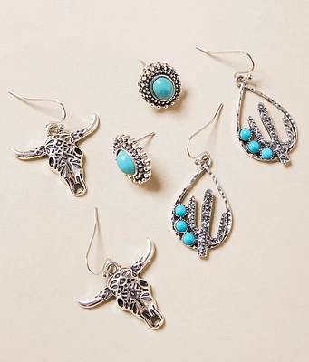 Sterling & Stitch 3 Pack Western Earring Set