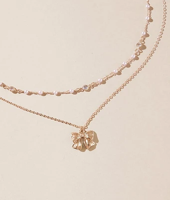 boutique by BKE 2 Pack Bow Necklace Set