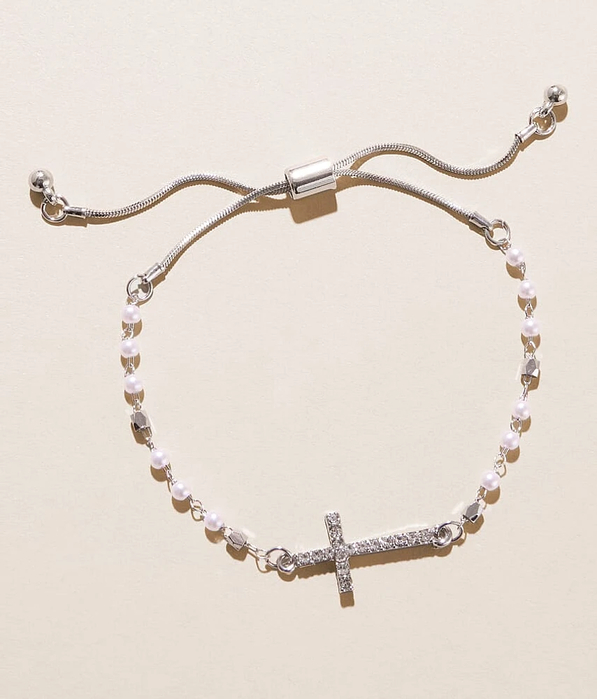 boutique by BKE Faux Pearl Cross Bracelet