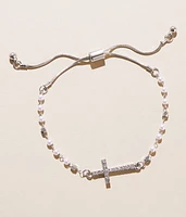 boutique by BKE Faux Pearl Cross Bracelet