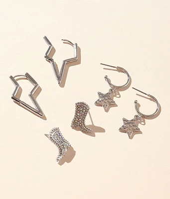boutique by BKE 3 Pack Western Earring Set