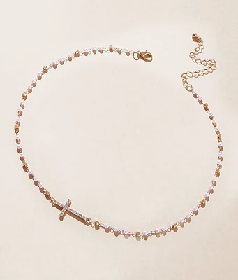 boutique by BKE Rhinestone Cross Necklace