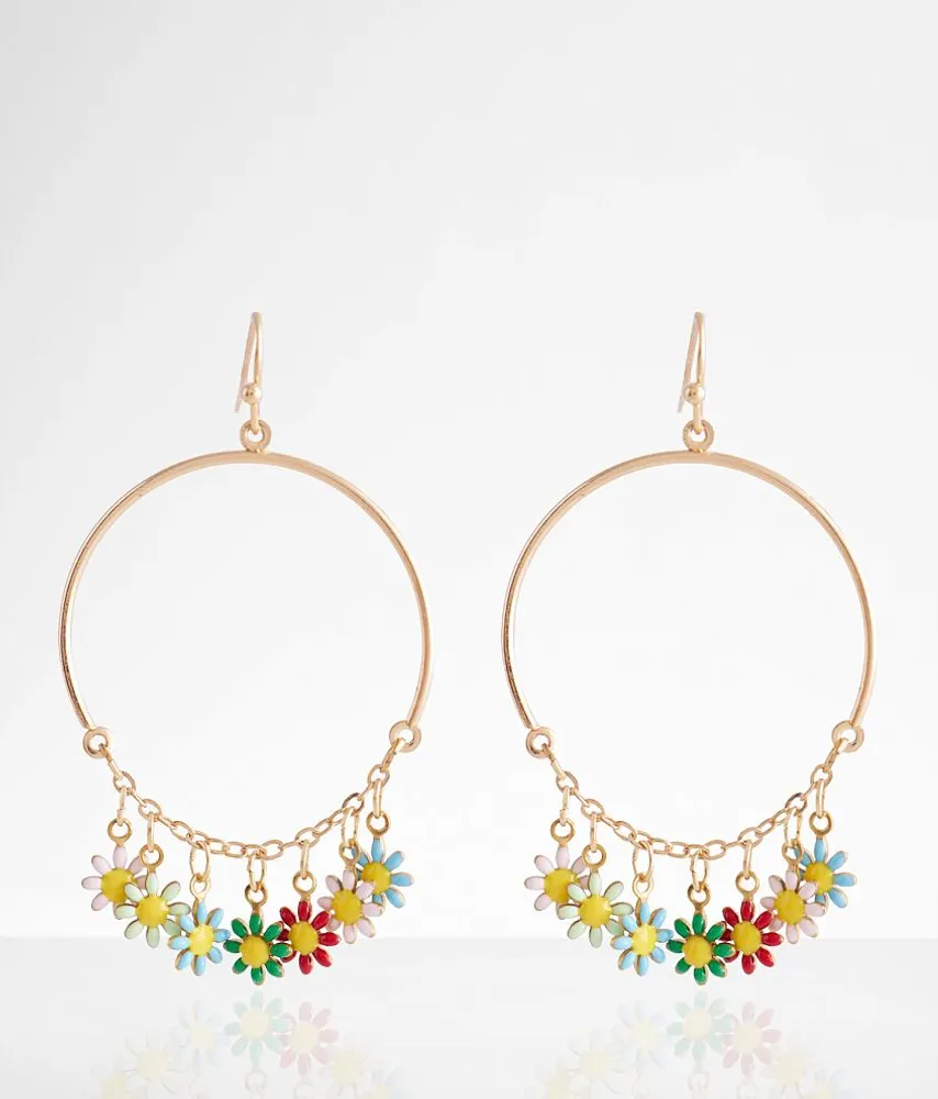 Flower Hoop Drop Earring